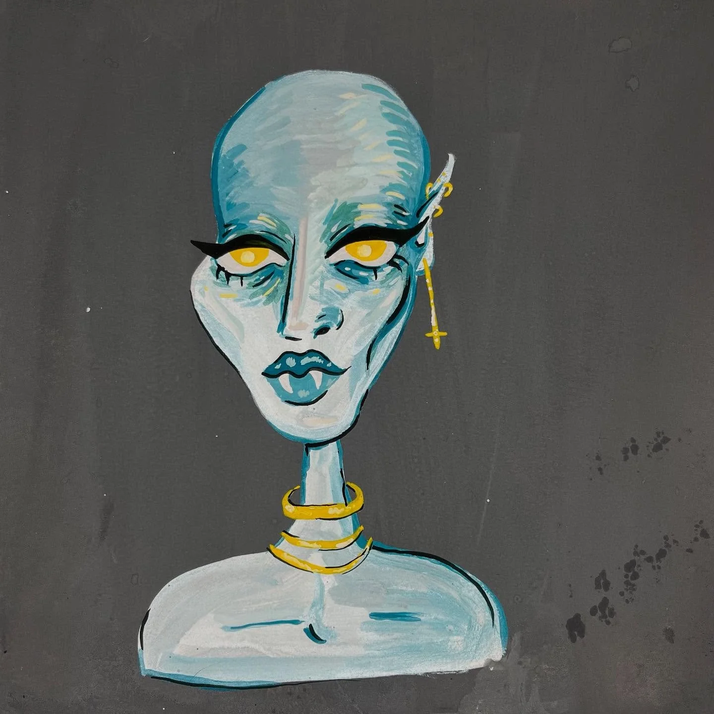 Nosferatu Babe 🧛🏻&zwj;♀️ #noradrawz #paint2025 #gouache #timelapse #timelapsepainting #nosferatu #ladyvampire