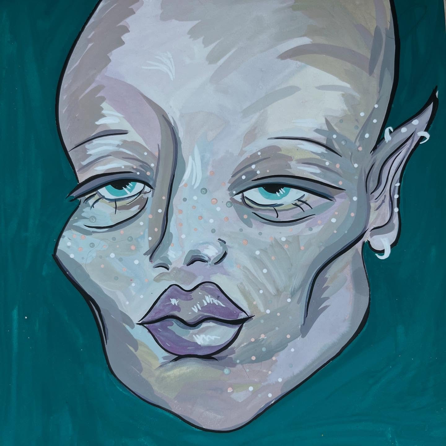 Are you over it? She certainly is. What should her name be? #gouache #draw2025 #noradrawz #overit