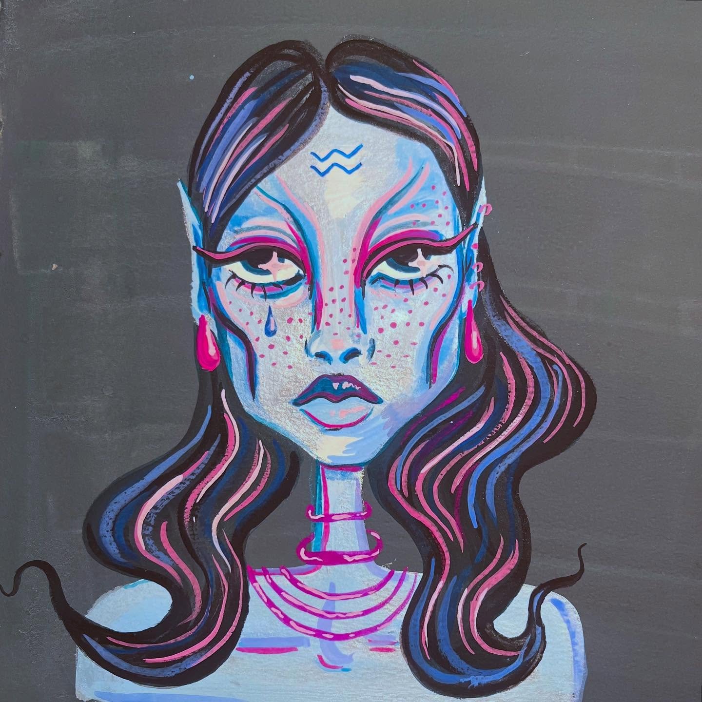Aquarius ♒️ for my fellow alien aquarians 💖✨ #draw2025 #inktober52 #inktoberAquarius #aquarius