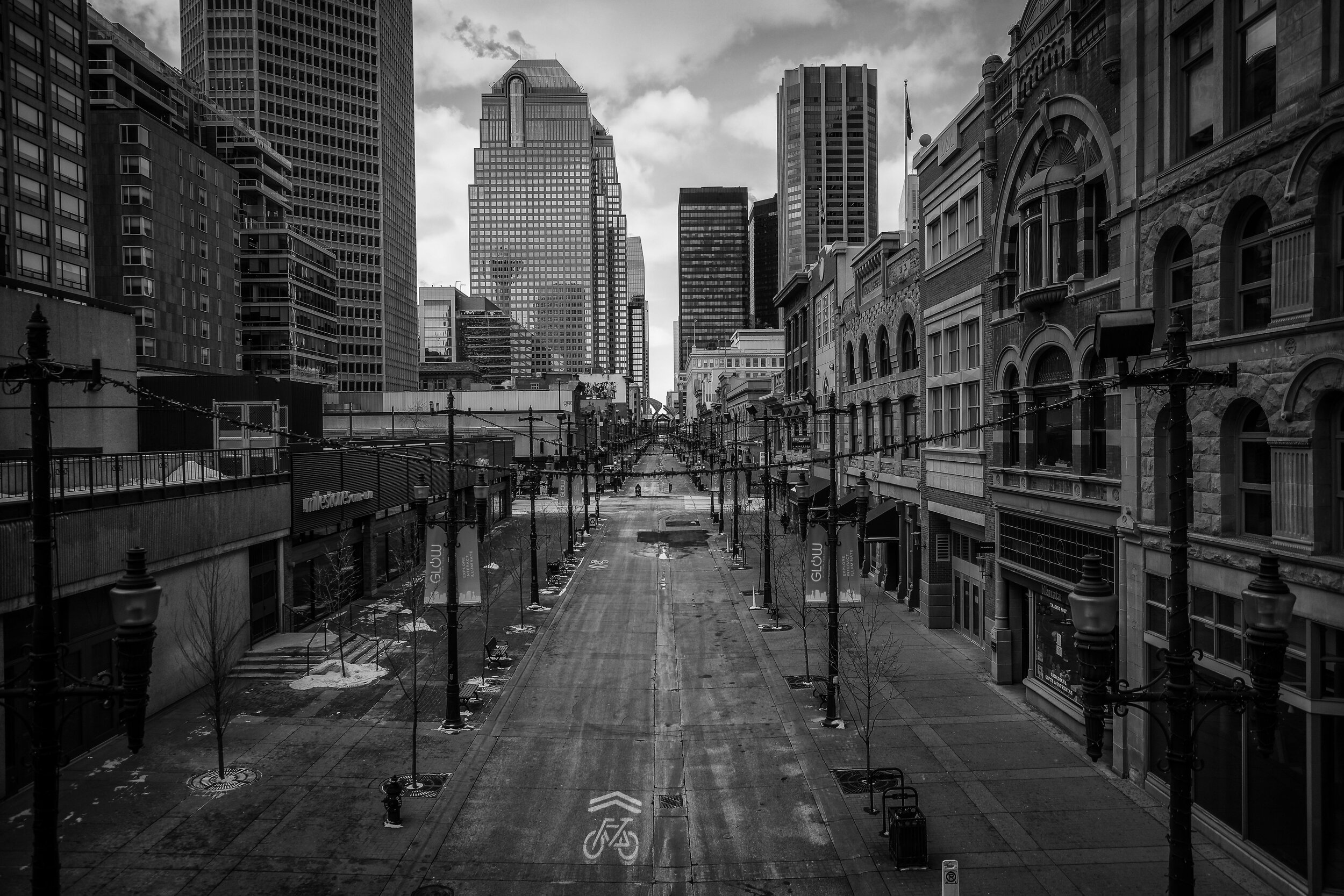  An empty Stephen Avenue in Calgary, Alberta on April 2, 2020 during the city’s COVID-19 lockdown. 