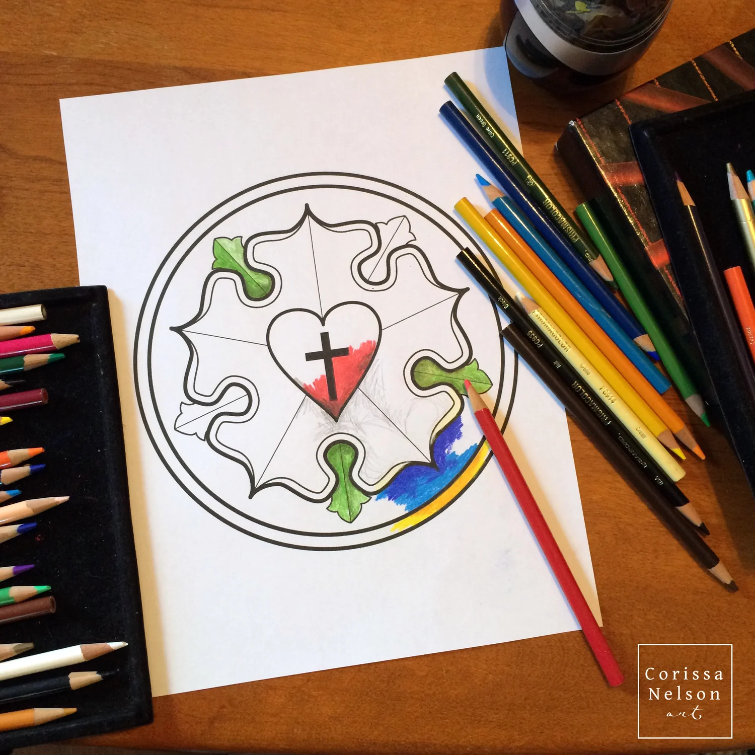 Luther Seal Reformation Coloring Page — Corissa Nelson