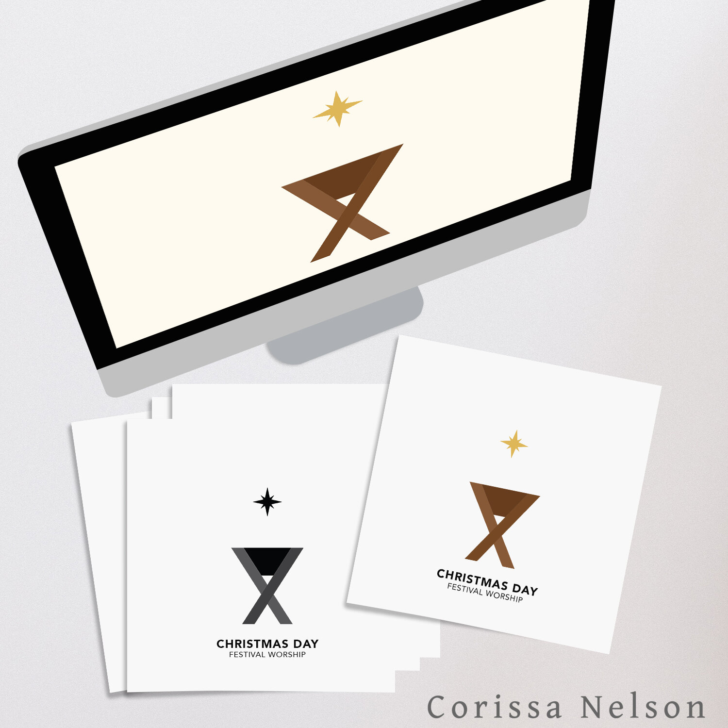 Manger and Star Worship Art for Print and Screen