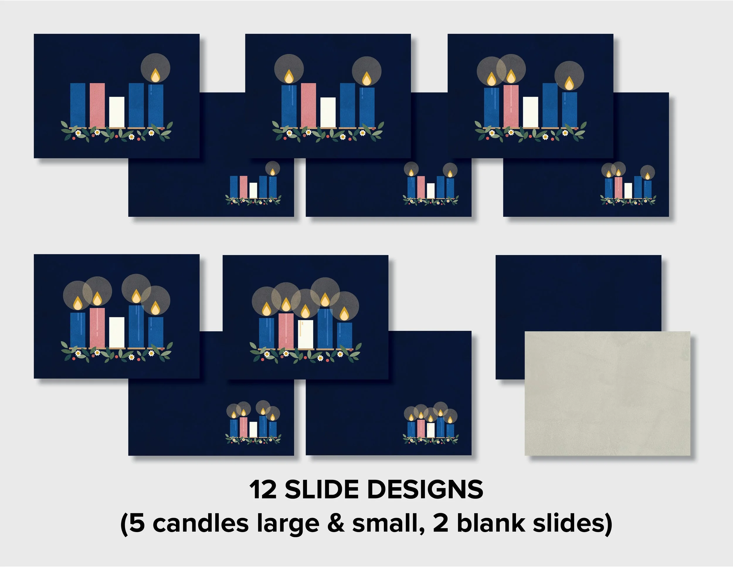Advent Candles Worship Art in blue and pink for print and screen