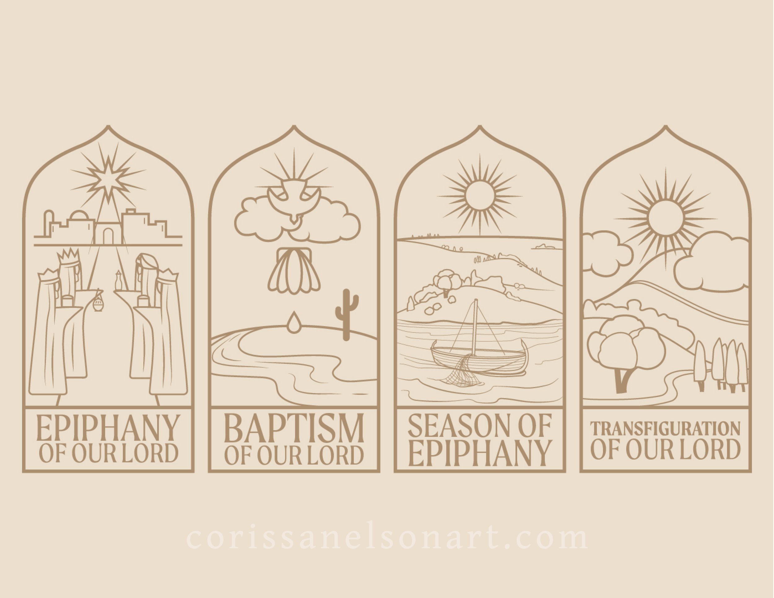epiphany, baptism of our lord, transfiguration worship art for print and screen