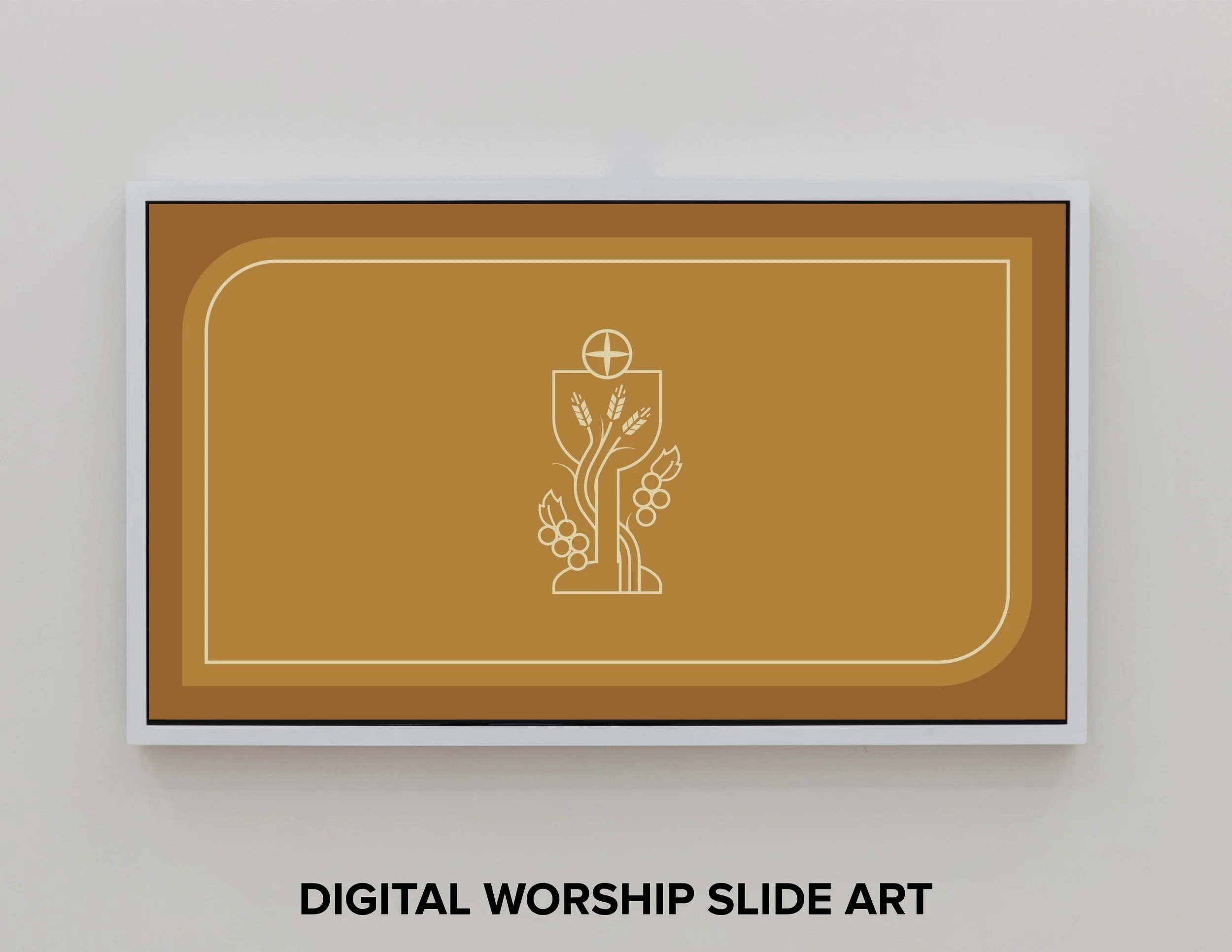 Thanksgiving Church Art for Print or Screen in Fall Pumpkin Spice Colors with Traditional Vibe