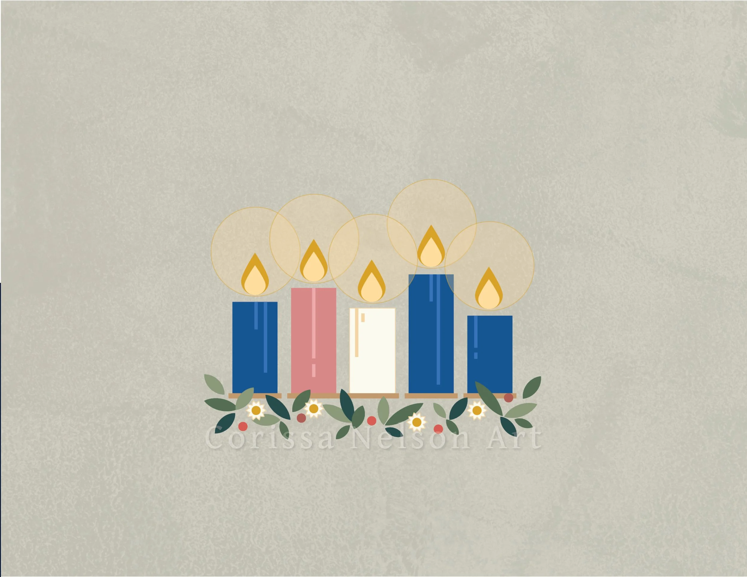 Advent Candles Worship Art in blue and pink for print and screen