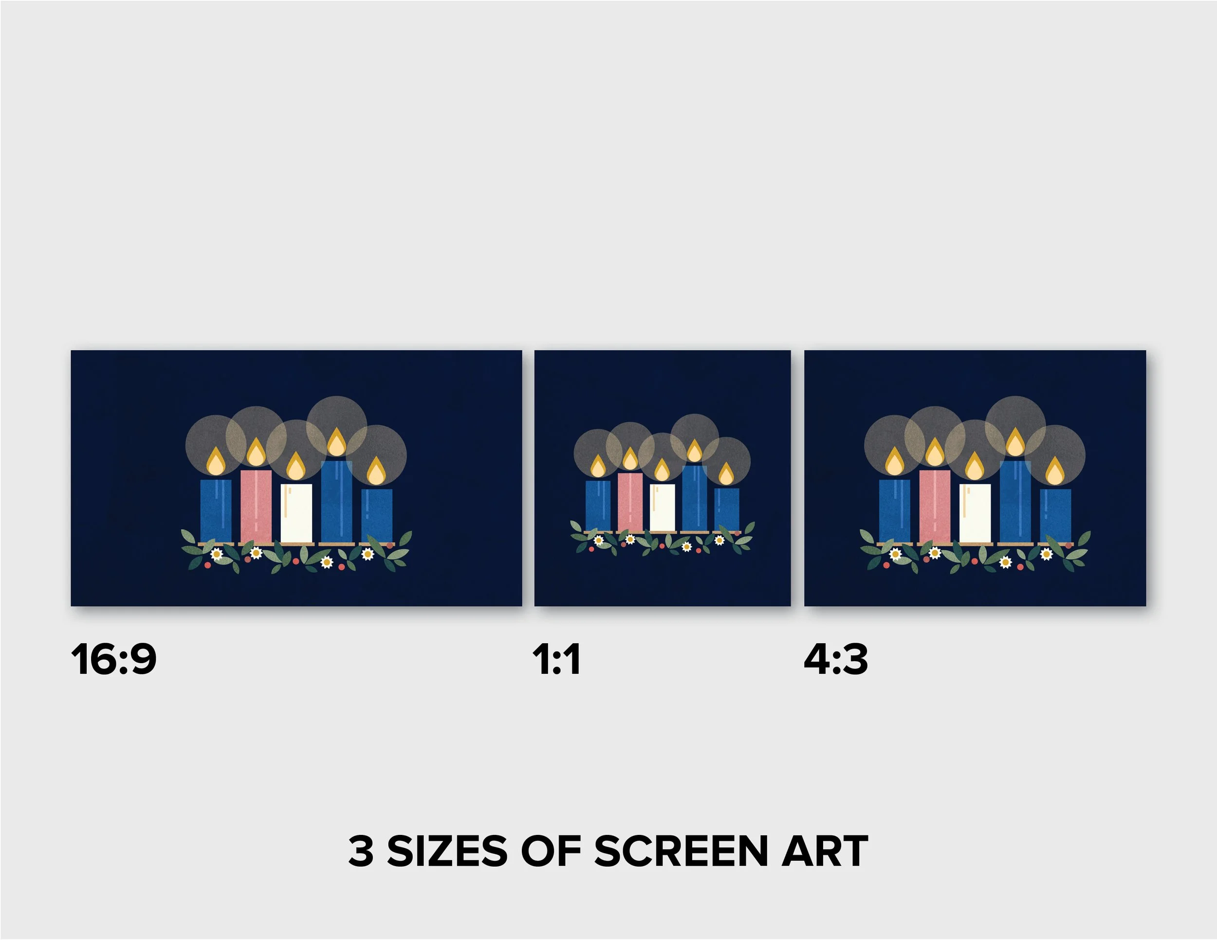 Advent Candles Worship Art in blue and pink for print and screen