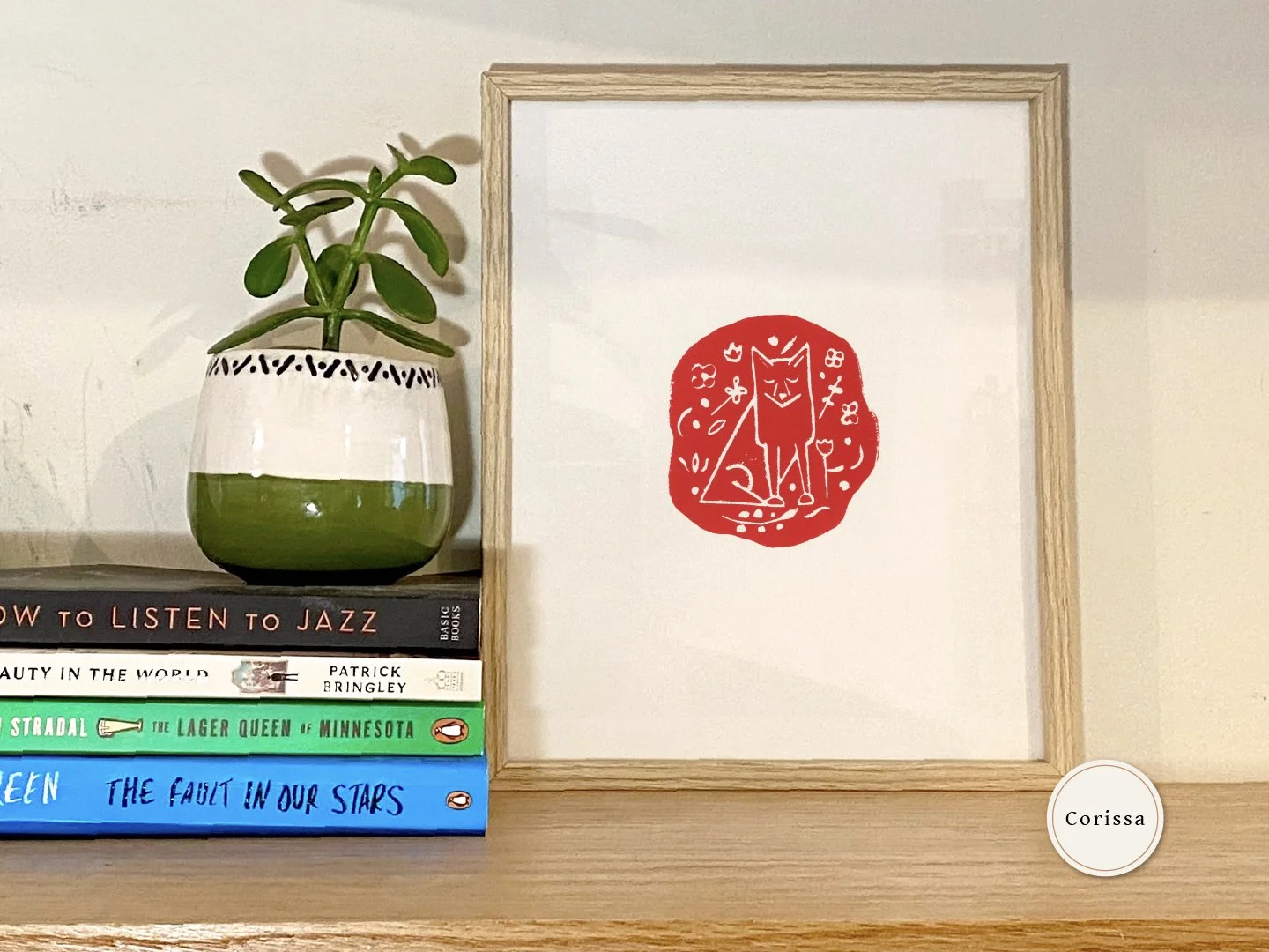 Red Fox Printable Block Print Wall Art 8x10