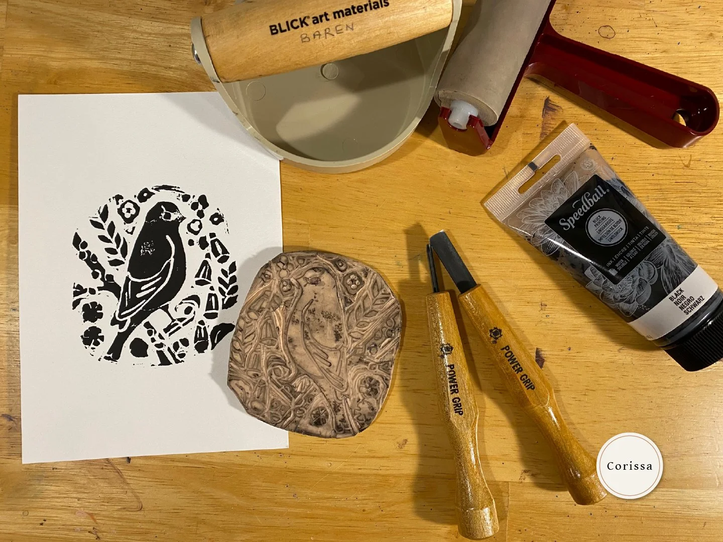 black finch block print printable nature wall art 8x10