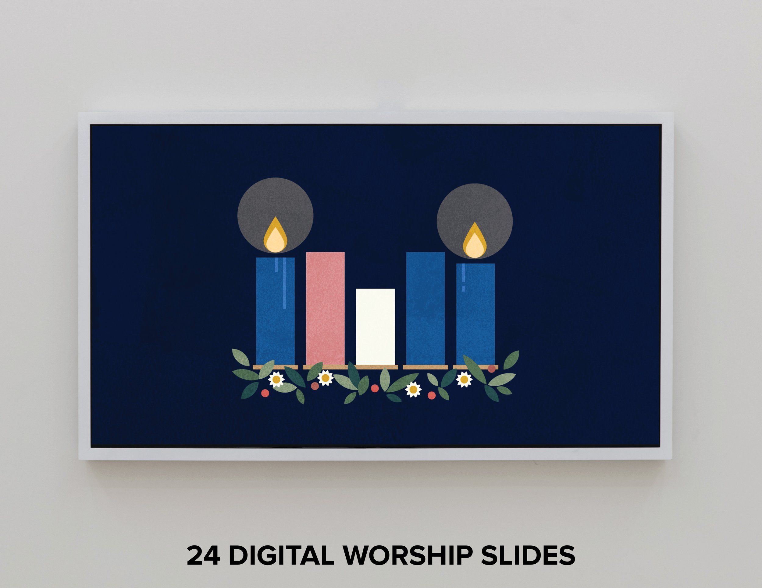 Advent Candles Worship Art in blue and pink for print and screen