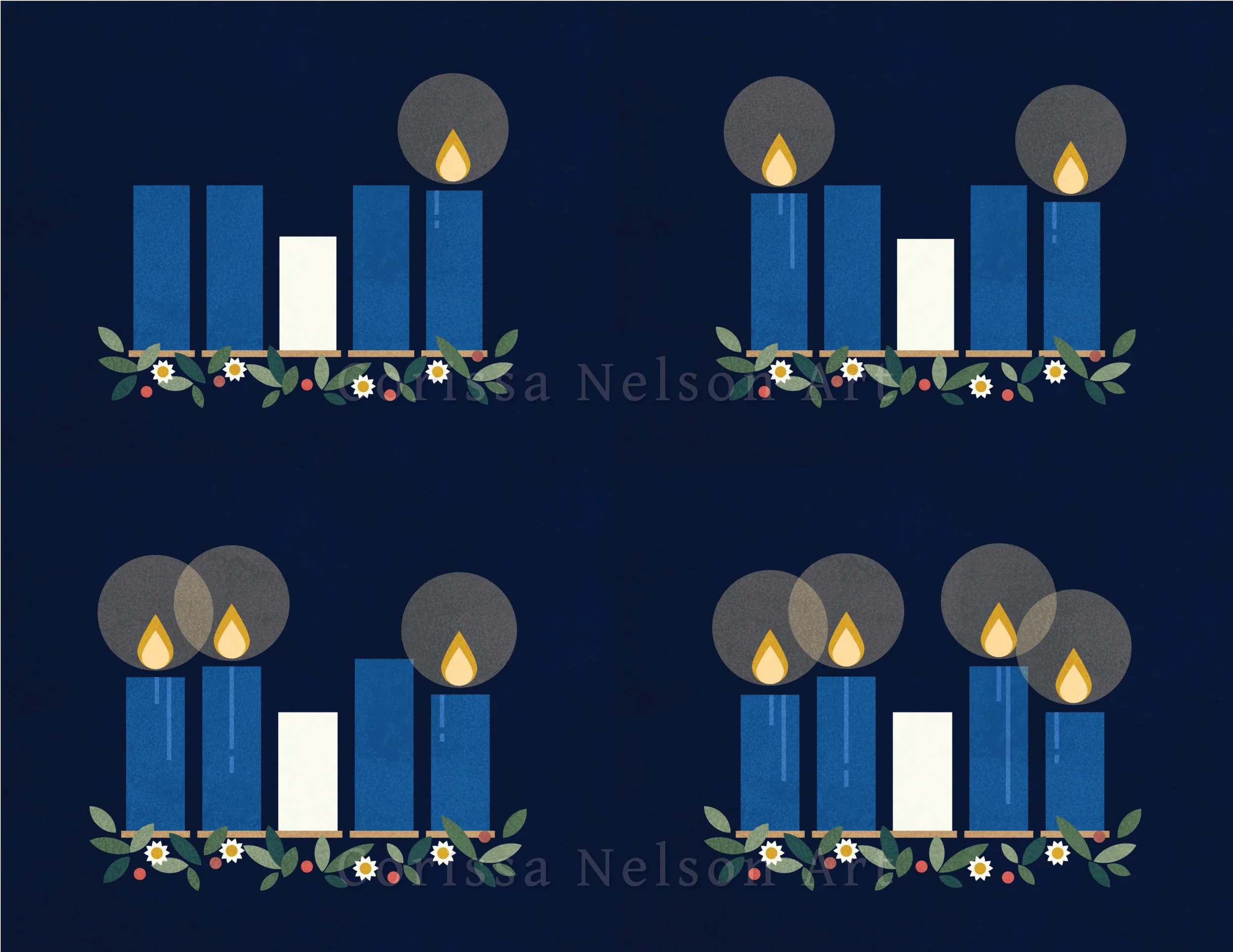Advent Blue Candles Worship art for print and screen