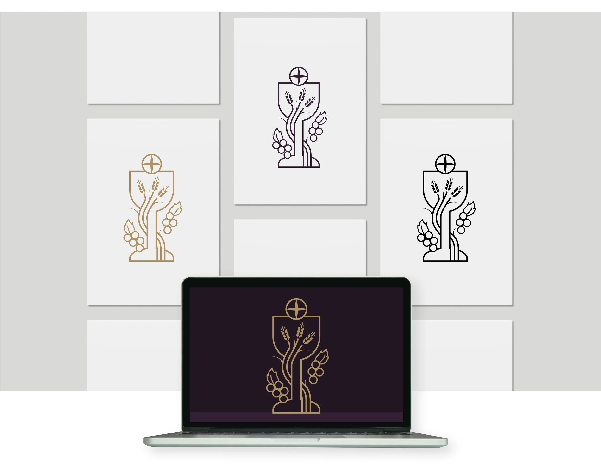 Communion Grapes and Grain Art for Print and Screen with a traditional church style