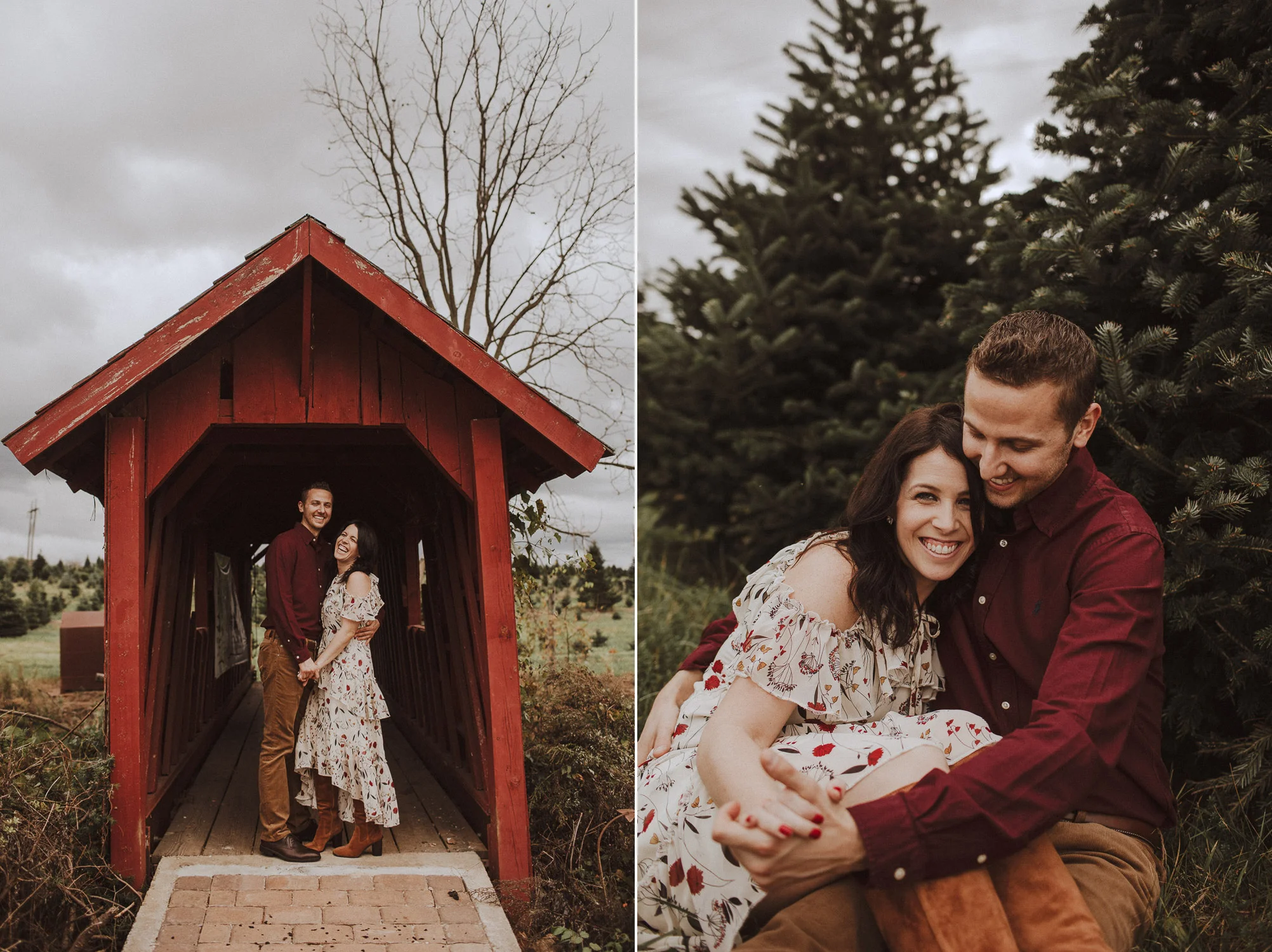 Christmas Tree Farm Engagement Session in New York City
