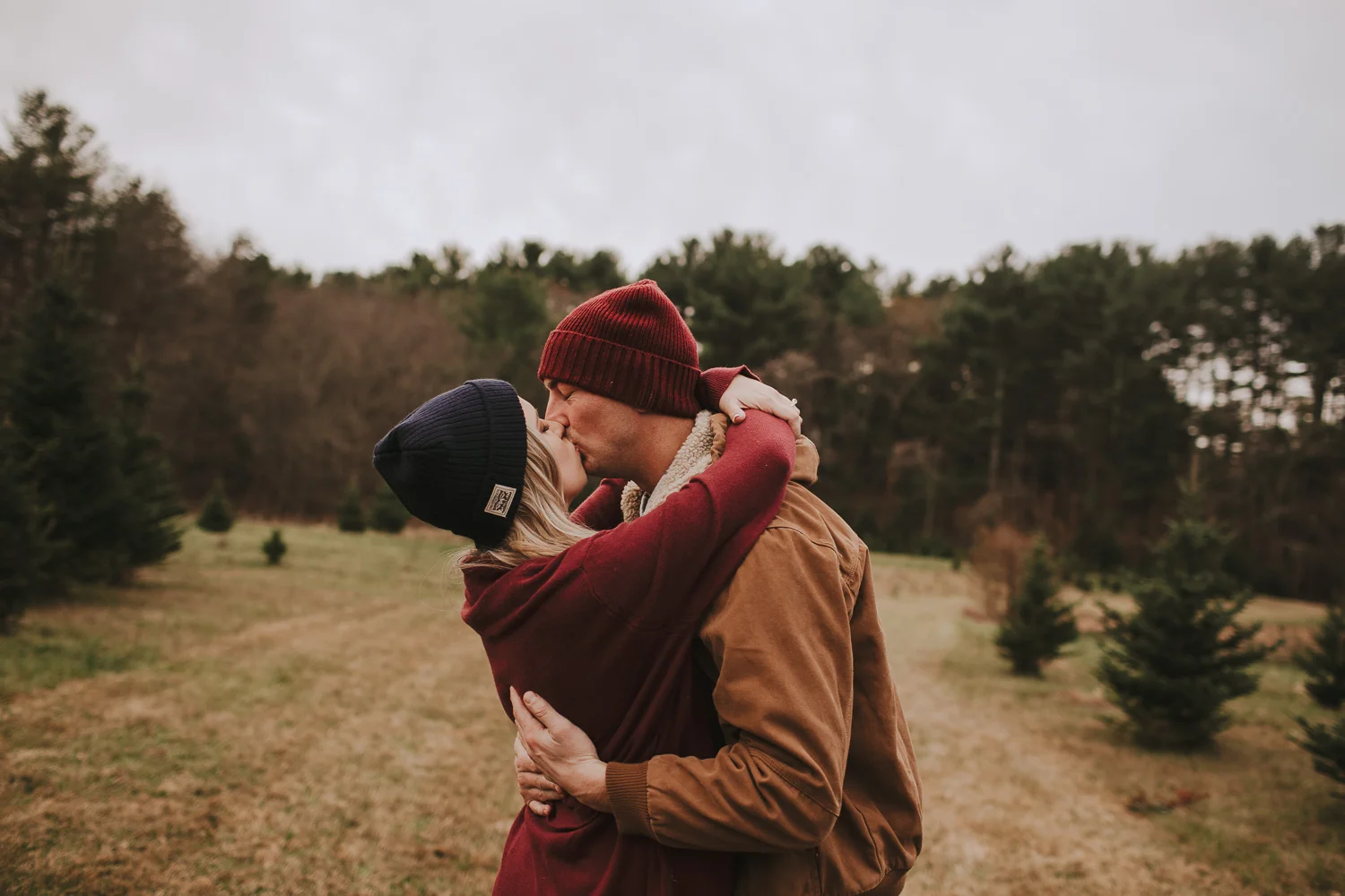 Boston Christmas Tree Farm Engagement Session