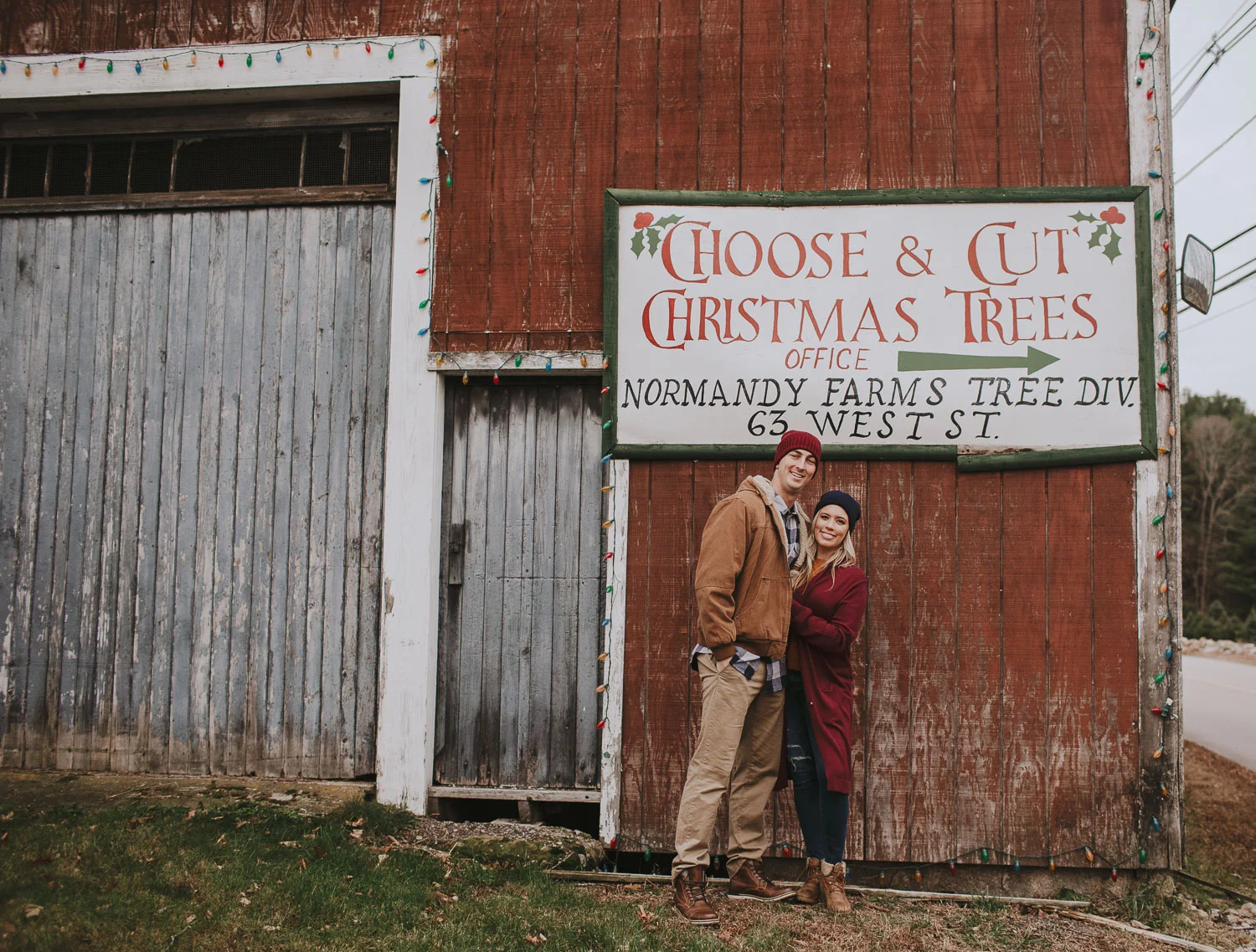 Boston Christmas Tree Farm Engagement Session