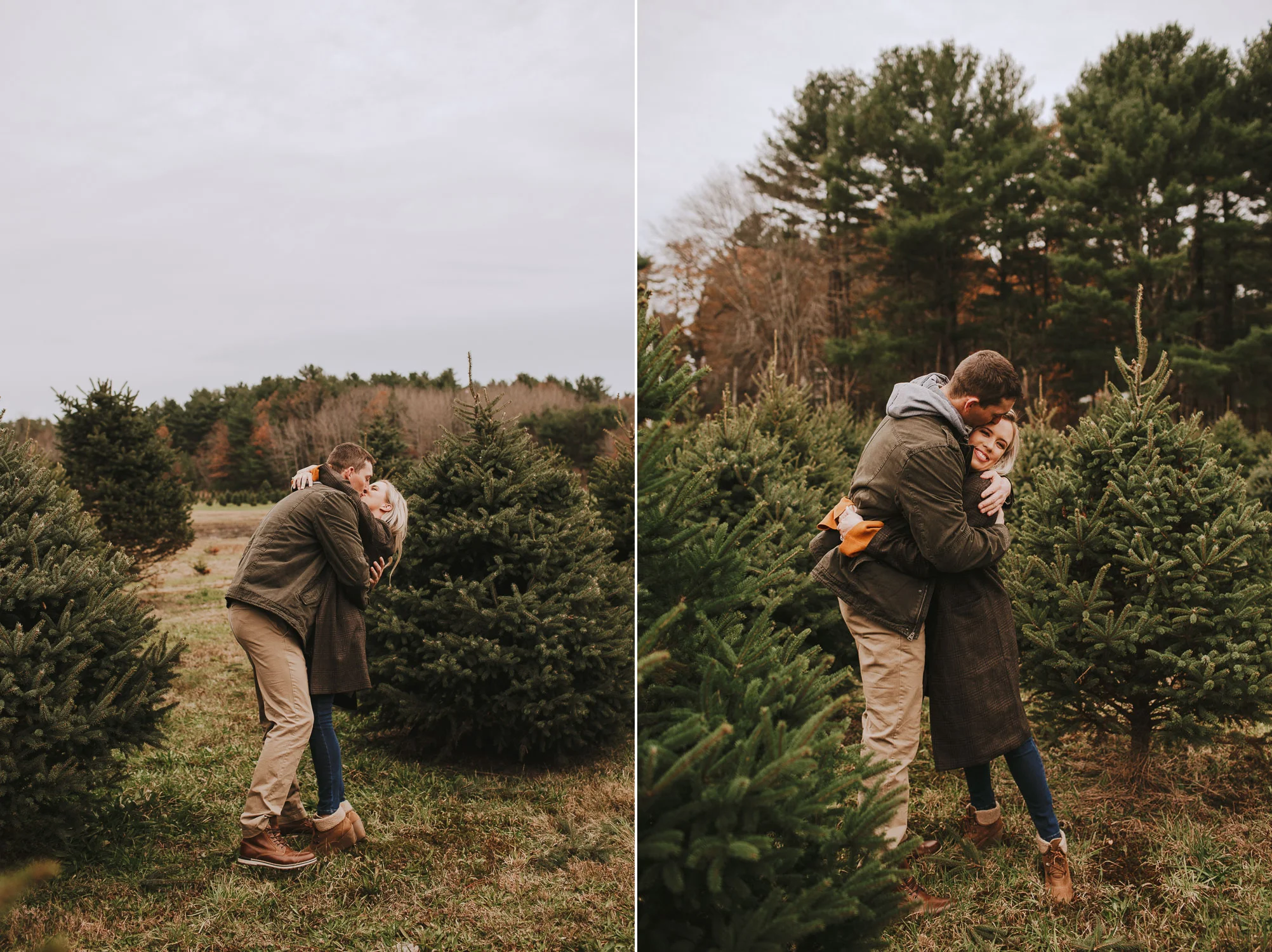 Boston Christmas Tree Farm Engagement Session