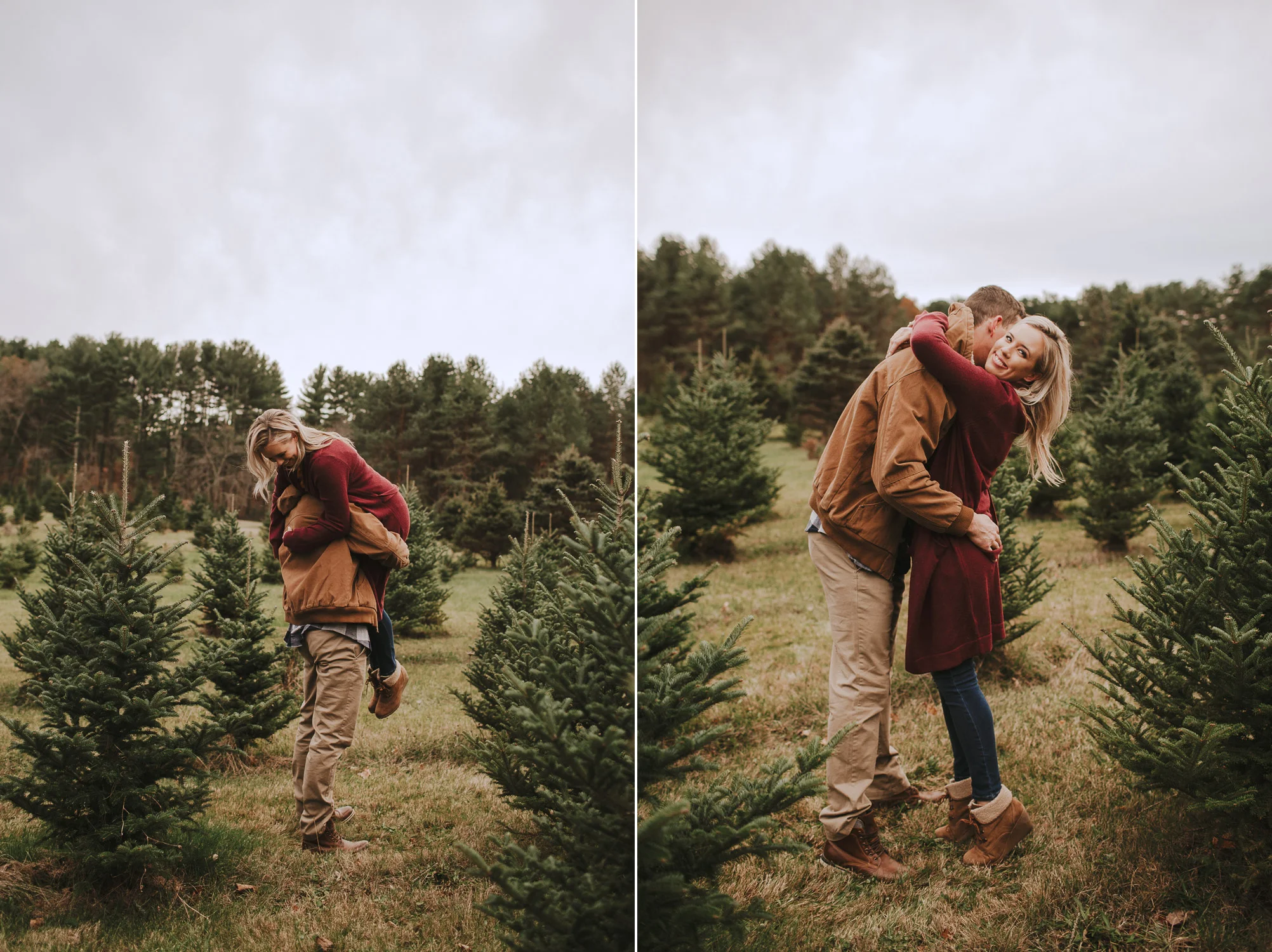 Boston Christmas Tree Farm Engagement Session