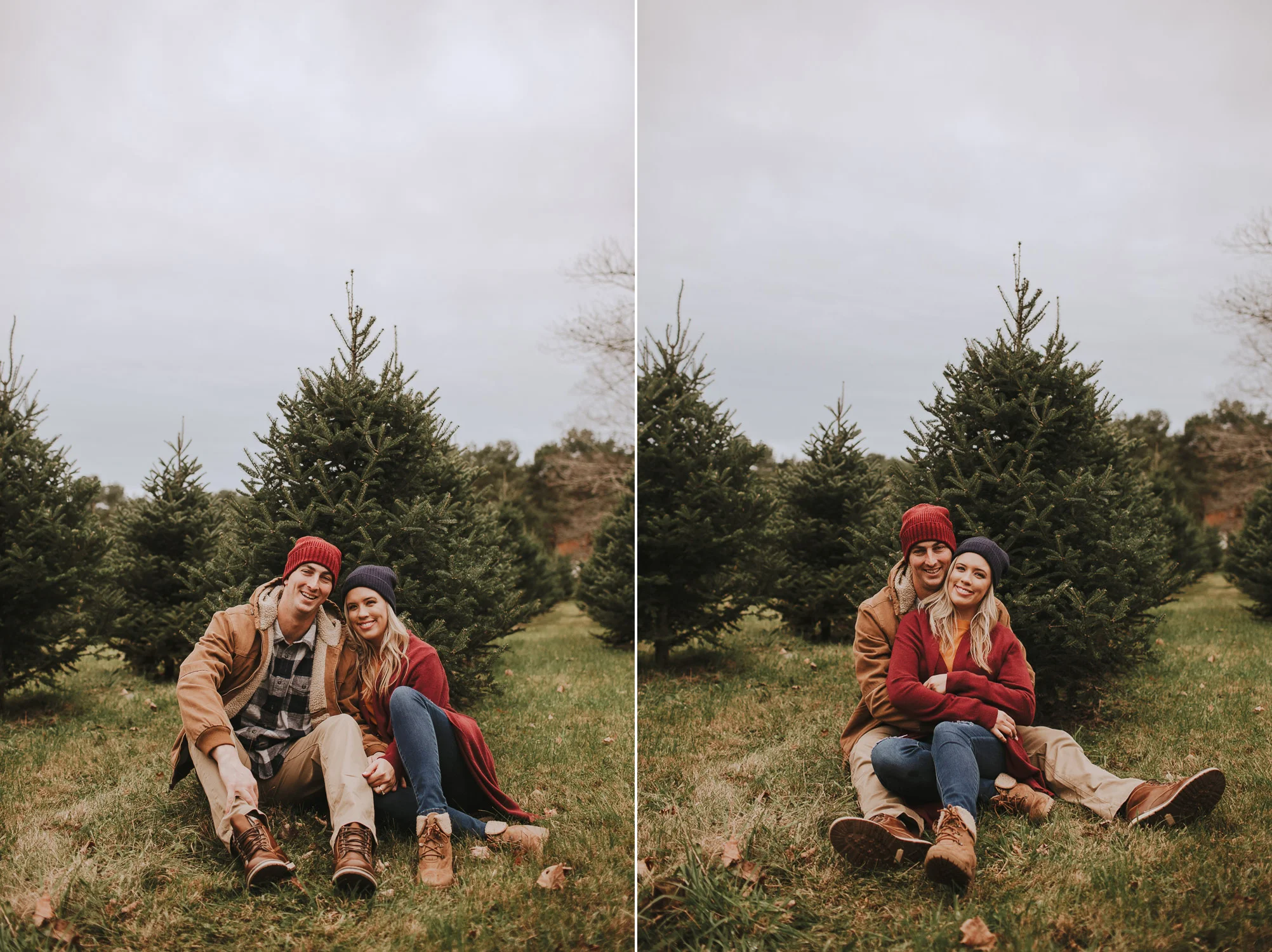 Boston Christmas Tree Farm Engagement Session