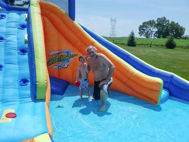 Papa and Nathan spent about 2.5 hours in the “pool,” filling the air with laughter and splashes.