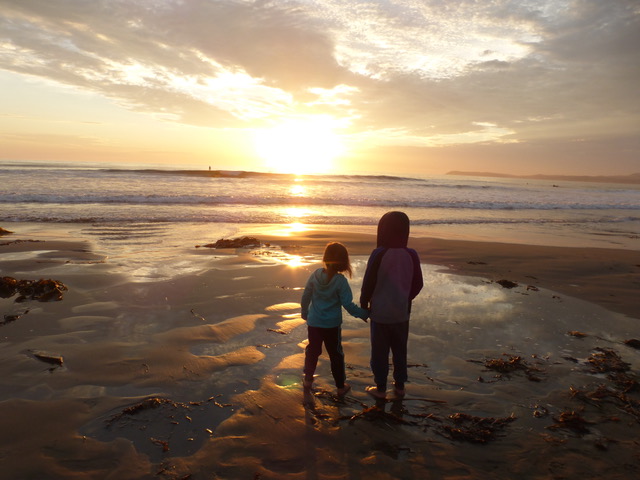A sunset captivates even Littles