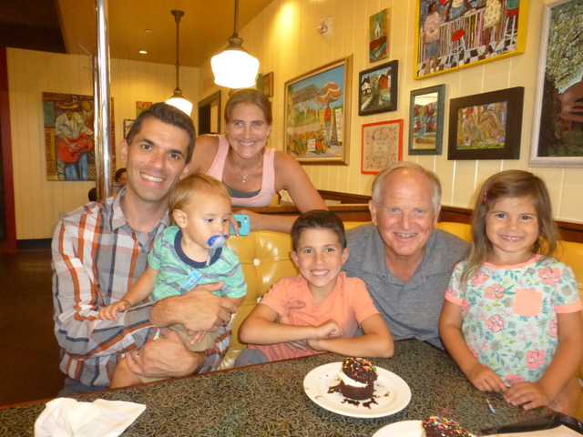 The birthday boys are celebrated at Lucille’s BBQ in Santa Clarita.