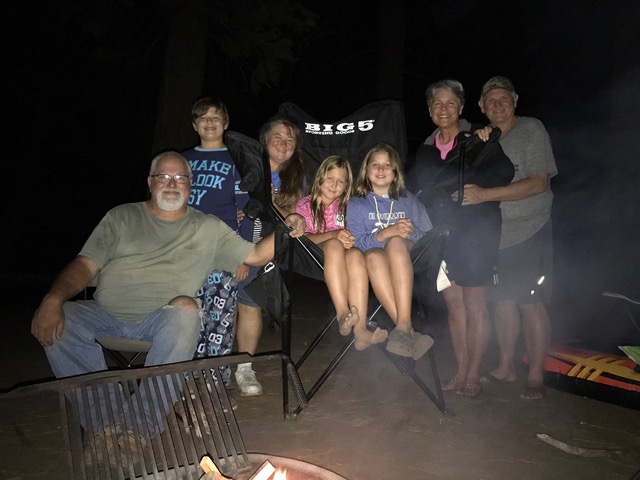 S’mores around the fire with Eric and Stephanie Lingren, and Katie, Gracie, and Matthew. 