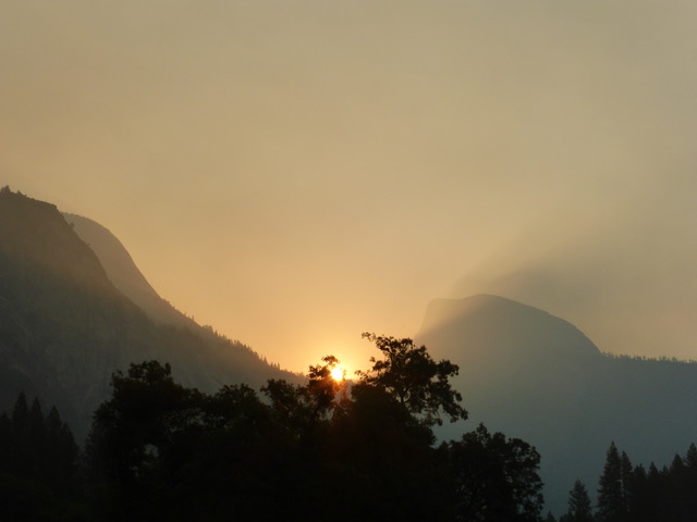 One final sunrise behind Half Dome.