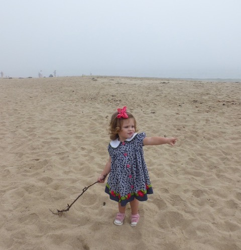 Rachel enjoying Singing Beach in her Sunday finest.