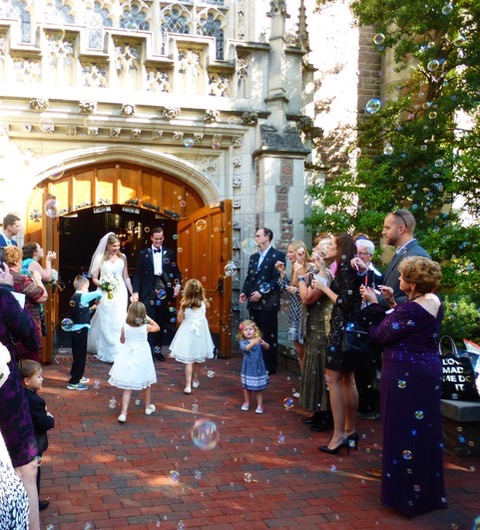 Ian and Elizabeth emerge from the Graham Chapel on the campus of Washington University after a God-honoring ceremony.