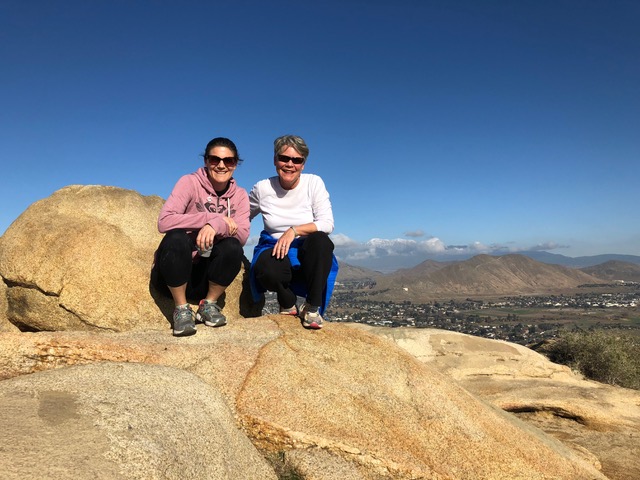 At the top of Mt.Rubideaux, snow covered the mountains behind us due to "unseasonably cold weather."