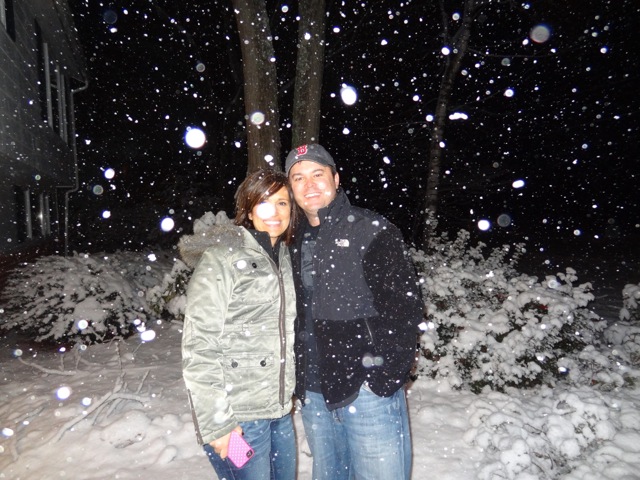 New England made Danny and Rayna Oertli feel right at home with a small snowstorm to herald their arrival.