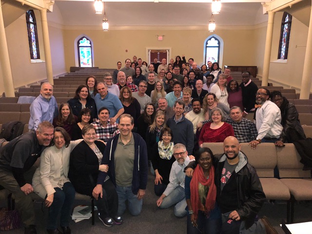 Many of those who attended the conference were still around when this photo was taken.