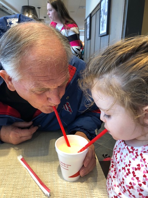 Nothing like sharing a Chick-Fil-A “Sunrise Shake” with Papa.
