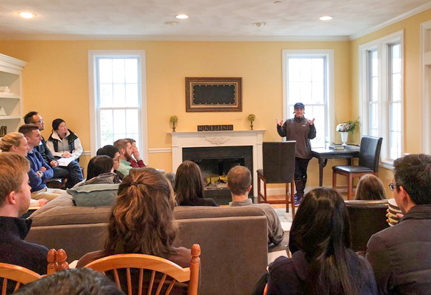 Kelly Plosker delivers the “Top 10 tips for marriage” to a very engaged crowd of listeners.