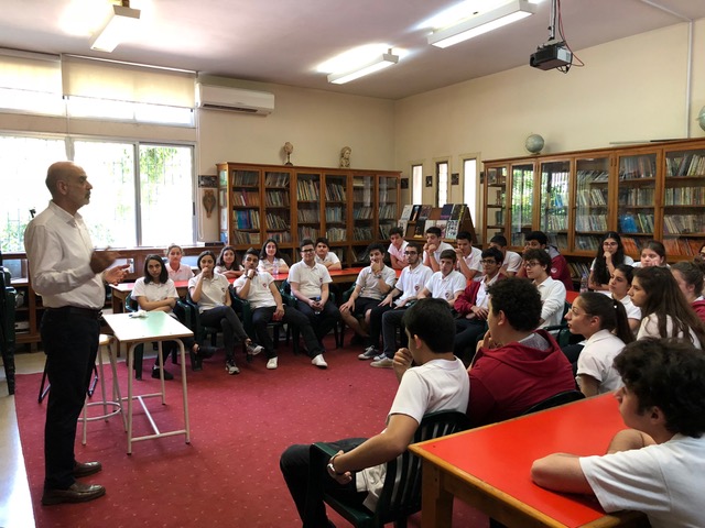 Dr. Chris Moacdieh is the principal of CTI and was so pleased with our coming to speak to his students.