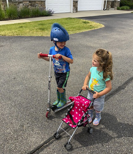 These two LOVE to be outside, and though Rachel doesn’t have her baby in the stroller, she does have rocks in the back pocket of it. :)