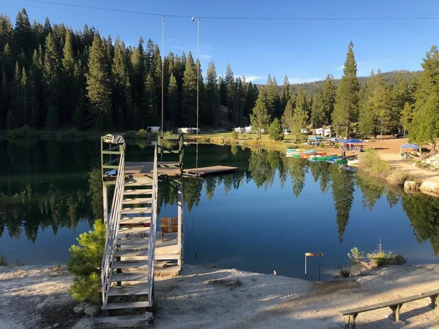 Pilot Lake was not tranquil like this from 2 to 5 every afternoon, as campers enjoyed fun activities on this beautiful lake.