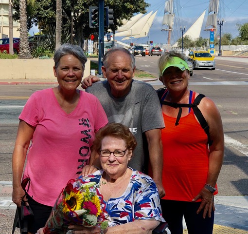 My sister Melissa joined us as we “rolled” Mom through the Saturday Farmers' Market in downtown San Diego.