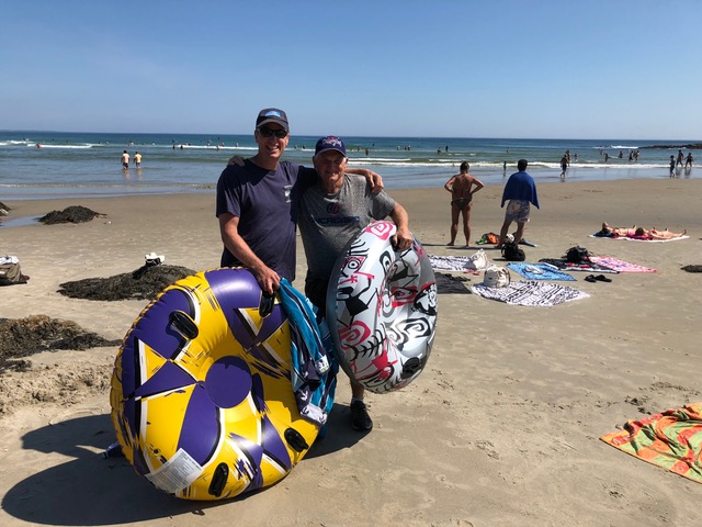 Paul and John Nugent, buddies for almost 3 decades, with their “down the river” floats.