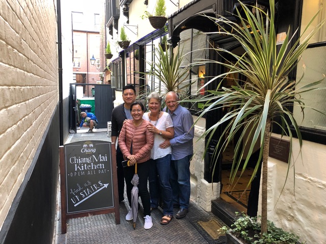 Final prep for the service over Thai food . . .