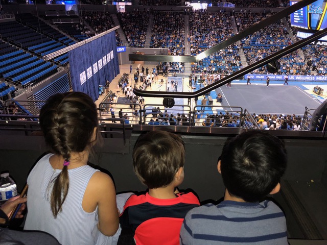 The 3 littles found the UCLA Women’s gymnastics meet quite riveting.