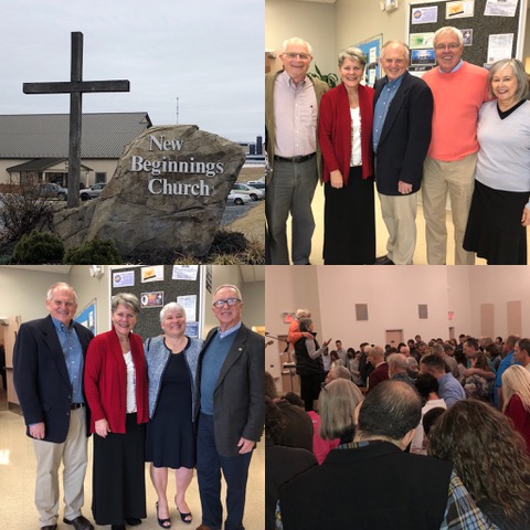 The leadership team of the Wingfields and the Horsts in the top photo; my sister and her husband, Thom, in the lower left. Couples gathering at the front of the church on the bottom right.