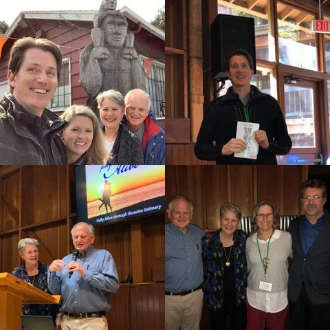 Our dear friends Bill and Christi were our “chauffeurs” (Uber drivers?) all weekend, from our late night arrival at SFO to our departure Sunday, as well as our tour guides (here they are introducing us to the “Big Foot Museum” in Felton, CA). Upper right is Bill promoting Paul’s new release, “Lovin’ Your Wife Like Christ When You Ain’t No Jesus”; and lower right photo is of us us Sam and Yvonne Linton, long time CBS friends.