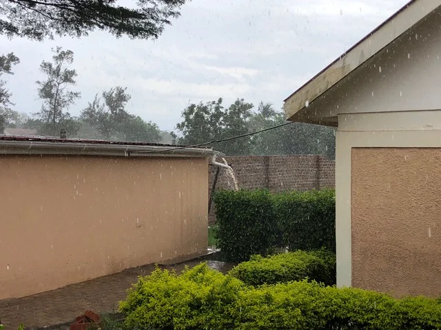 A welcomed interruption to the day: RAIN!! Hard and fast. Thank you, Jesus!