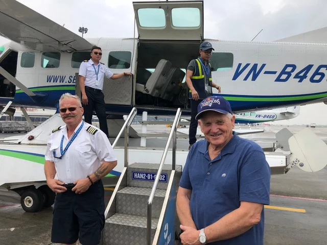 All was perfect as we boarded the seaplane in Hanoi.