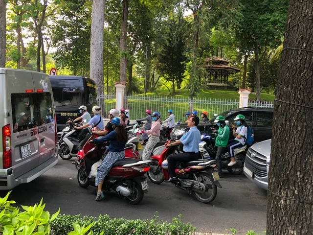 A small sampling of the very congested streets in HCM City . . . everyone rides scooters!