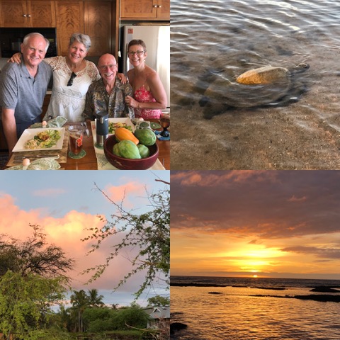 A highlight of our first weekend was meeting up with Dan and Jen Thompson, from Arroyo Grande. We had a yummy dinner (which fed our tummies), followed by an exquisite sunset (which fed our souls). Great start to our just under two weeks in Hawaii.