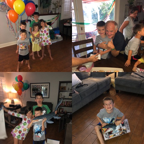The cousins LOVED being together to celebrate Nathan, the dinosaur-lover.