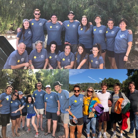 Most of the first week staff team is pictured in the top photo, and we greet family campers as they arrive in the bottom photos.
