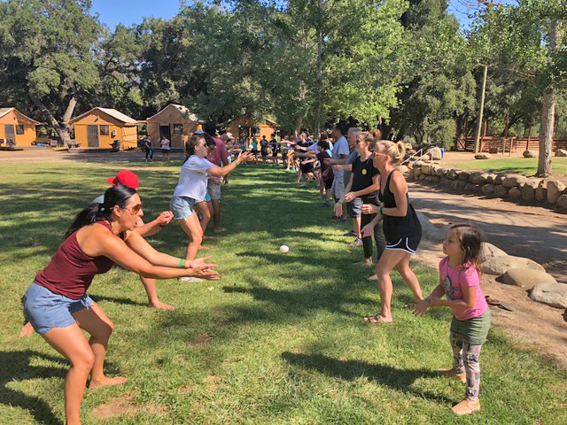 The egg toss was one of the popular family lawn games played. We love having the generations playing together!